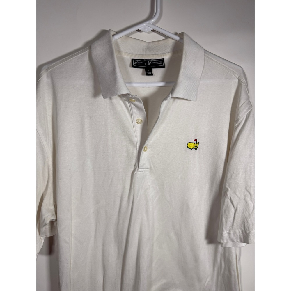 Masters Collection Mens White‎ Short Sleeve Golf Polo Shirt Logo Size Large